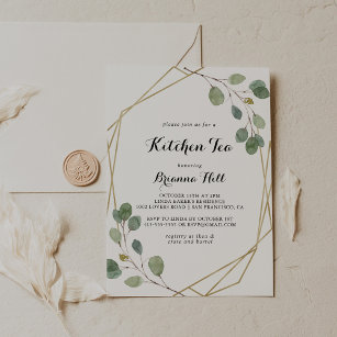 Gold Geometric Kitchen Tea Bridal Shower Invitation