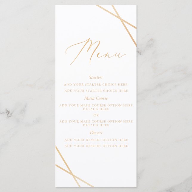 Gold Geometric Menu Card (Front)