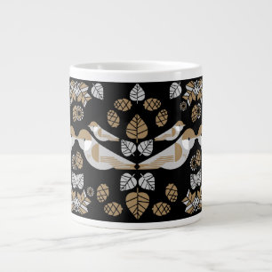 Gold Geometric Modern Abstract Bird Art Large Coffee Mug