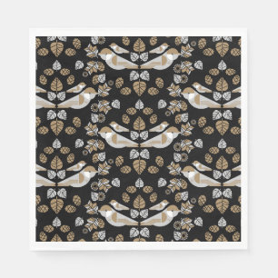 Gold Geometric Modern Abstract Bird Art Napkin