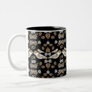 Gold Geometric Modern Abstract Bird Art Two-Tone Coffee Mug