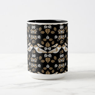 Gold Geometric Modern Abstract Bird Art Two-Tone Coffee Mug