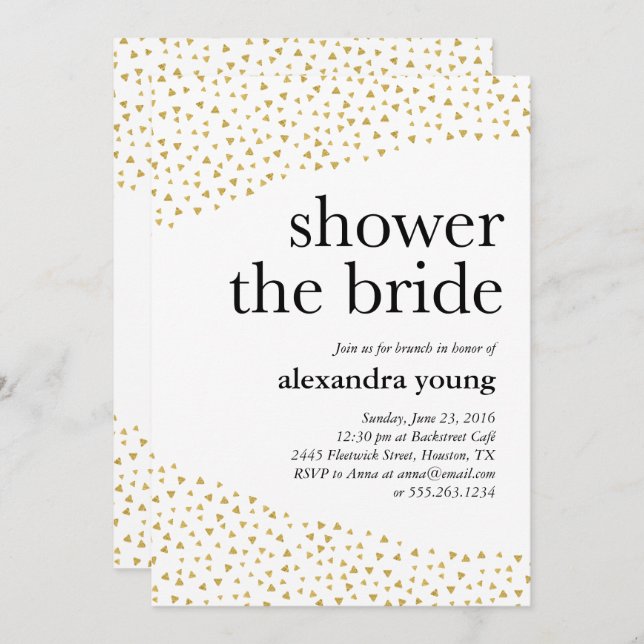 Gold Geometric Modern Bridal Shower Invitations (Front/Back)