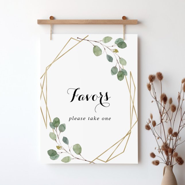 Gold Geometric Modern Calligraphy Favors Sign (Creator Uploaded)