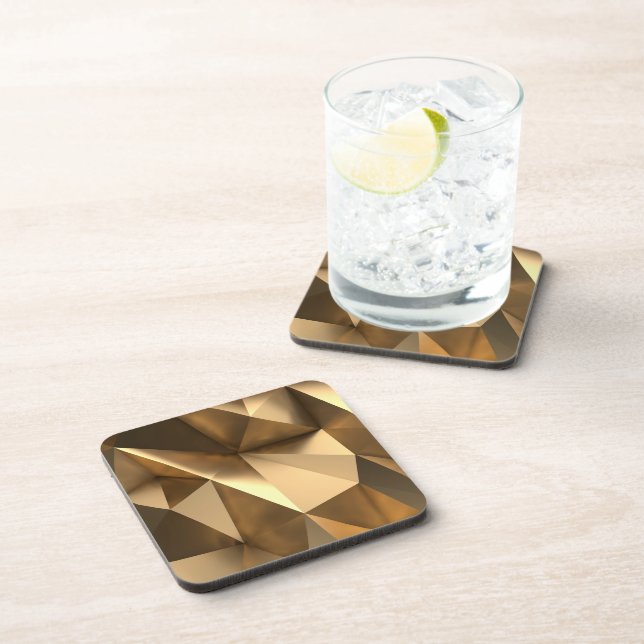 Gold Geometric Modern Glam Minimal Chic Coaster (Right Side)