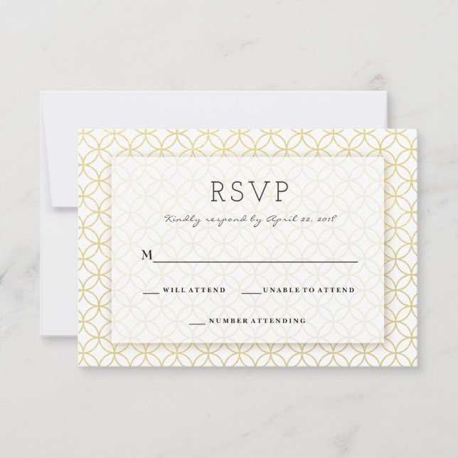 Gold Geometric Modern Wedding RSVP Card (Front)
