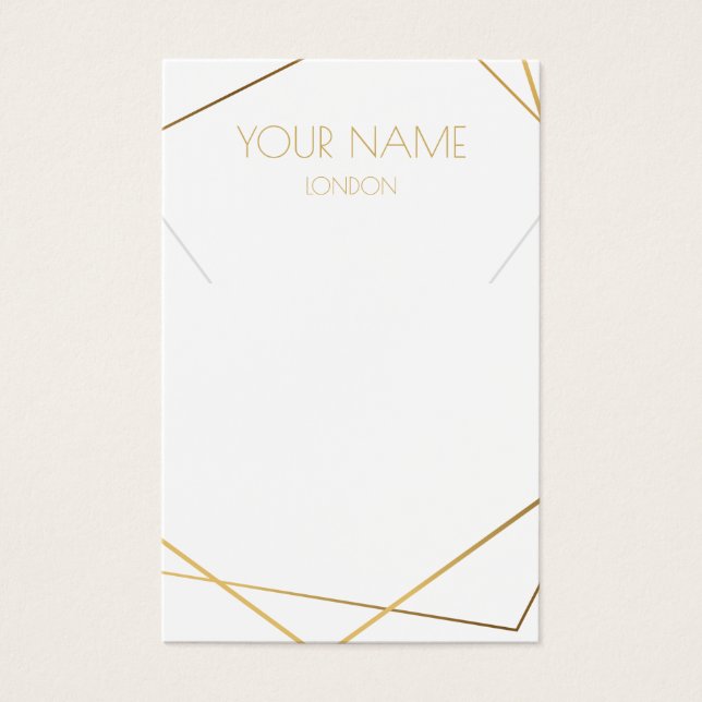 Gold geometric necklace and bracelet display card (Front)