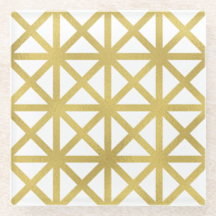 Gold Geometric Pattern Glass Coaster
