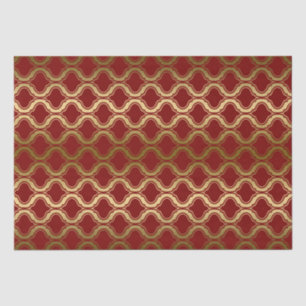Gold Geometric Pattern Over Burgundy Background Tissue Paper
