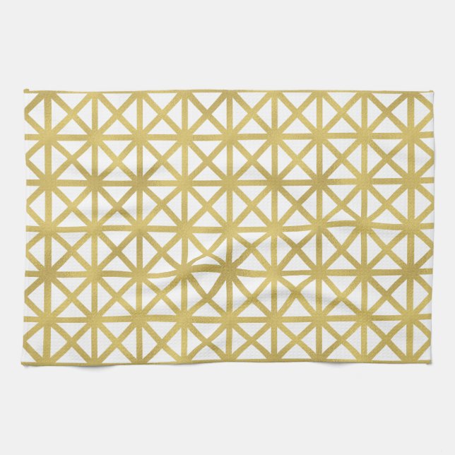 Gold Geometric Pattern Tea Towel (Horizontal)