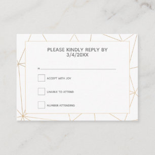Gold geometric RSVP response Enclosure Card