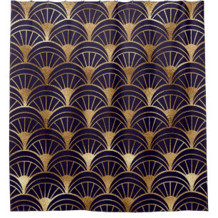 Gold Geometric Shapes Art Deco Shower Curtain