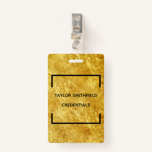 gold geometric square modern trendy badge lanyard ID badge