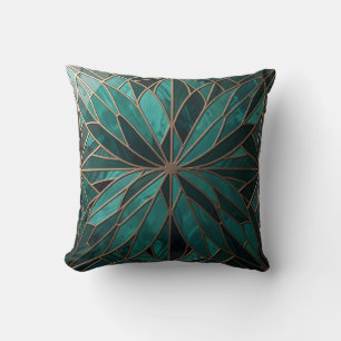 Gold Geometric Starburst Pattern Art Deco Luxury Cushion