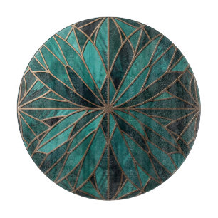 Gold Geometric Starburst Pattern Art Deco Luxury Cutting Board