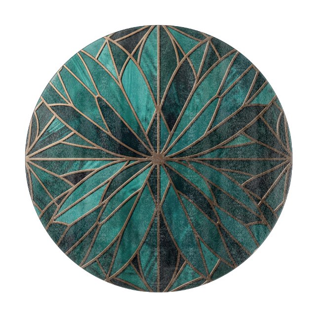 Gold Geometric Starburst Pattern Art Deco Luxury Cutting Board (Front)
