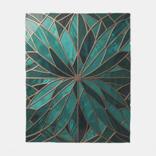 Gold Geometric Starburst Pattern Art Deco Luxury Fleece Blanket
