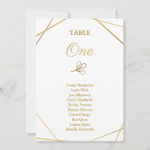 Gold geometric Table Number Seating Chart