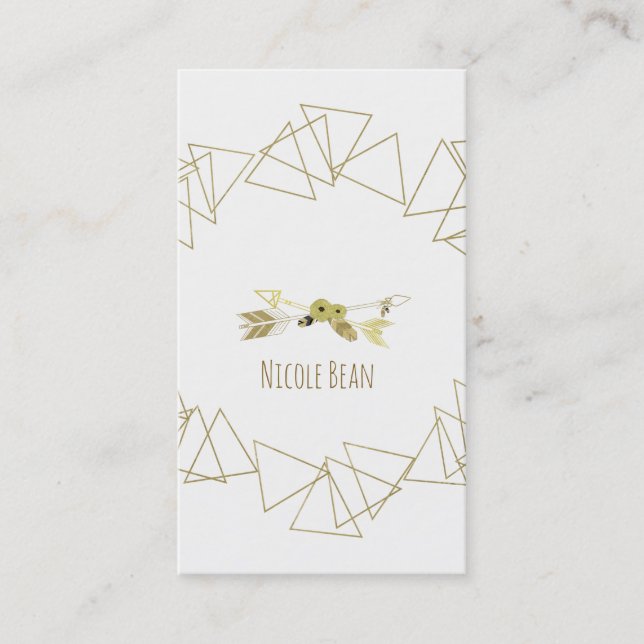 Gold Geometric Triangles Modern Glam Boho Chic Business Card (Front)