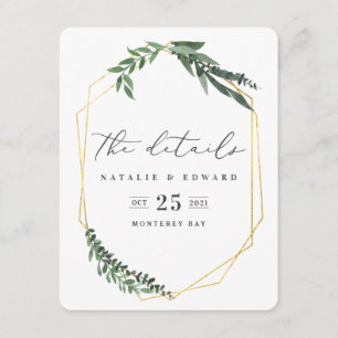 Gold Geometric watercolor greenery Enclosure Card