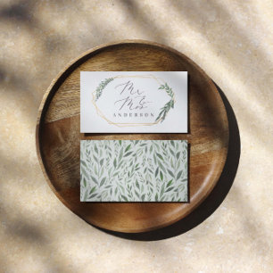 gold geometric watercolor greenery place card