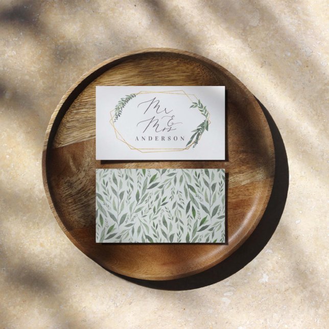 gold geometric watercolor greenery place card (Creator Uploaded)