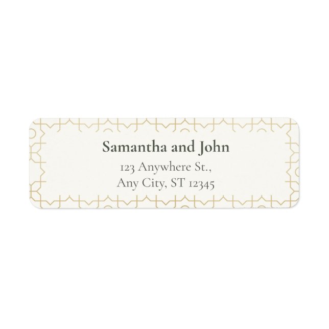 Gold Geometric Wedding Return Address Labels (Front)