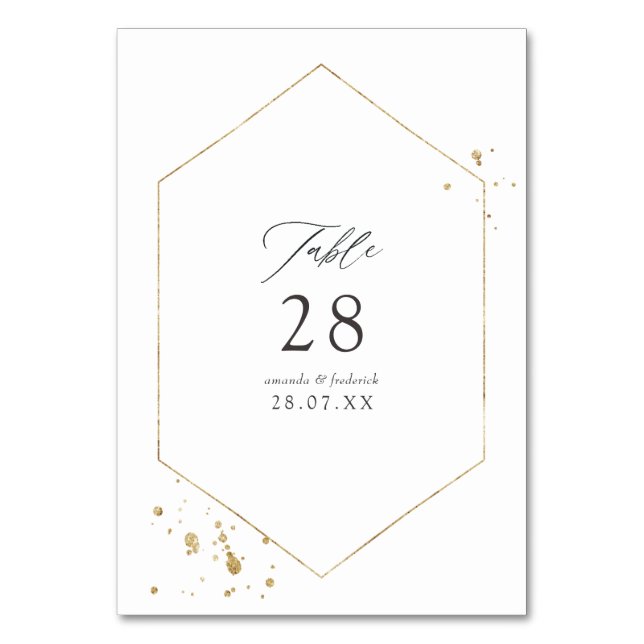 Gold Geometric Wedding Table Number (Front)
