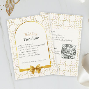 Gold Geometric Wedding Timeline Cards with QR Code