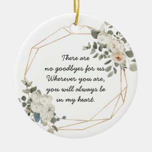 Gold Geometric White Floral Memorial Poem Ceramic Ornament