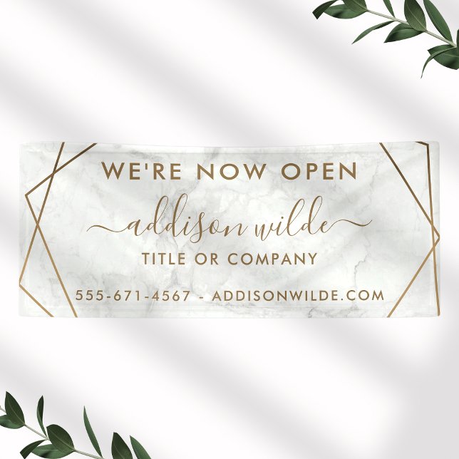 Gold Geometric White Marble Abstract Business Banner (Creator Uploaded)