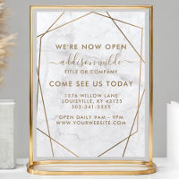 Gold Geometric White Marble Business Opening