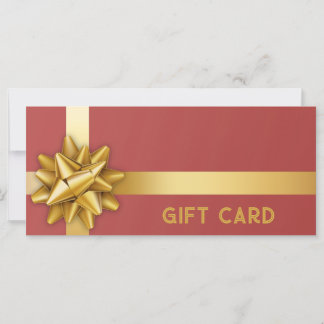 Gold Gift Bow Satin Ribbon Trendy Red Gift Card