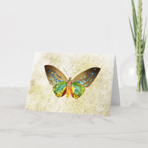 *~* Gold Gilded  Butterfly Gold Glitter White Card