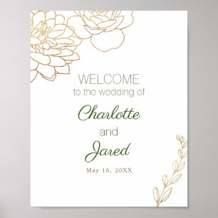 Gold Gilded Floral Welcome Sign