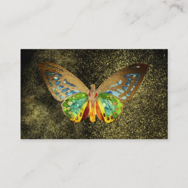 **  Gold Gilded Gold Glitter Butterfly Mystical Business Card (Front)