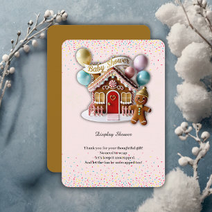 Gold Gingerbread House Baby Shower Enclosure Card