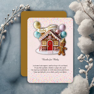 Gold Gingerbread House Baby Shower Enclosure Card