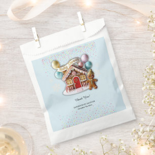 Gold Gingerbread House Baby Shower Favour Bag