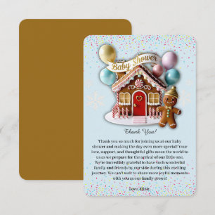 Gold Gingerbread House Baby Shower Thank You Card