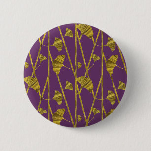 gold ginkgo 6 cm round badge