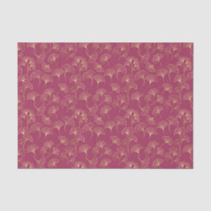Gold Ginkgo Leaves Burgundy Luxury Botanical Tissue Paper