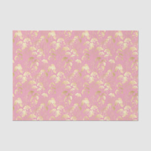 Gold Ginkgo Leaves on Blush Pink Botanical Pattern Tissue Paper