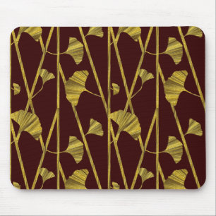 gold ginkgo mouse pad