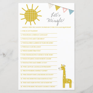 Gold Giraffe Let's Mingle! Baby Shower Game