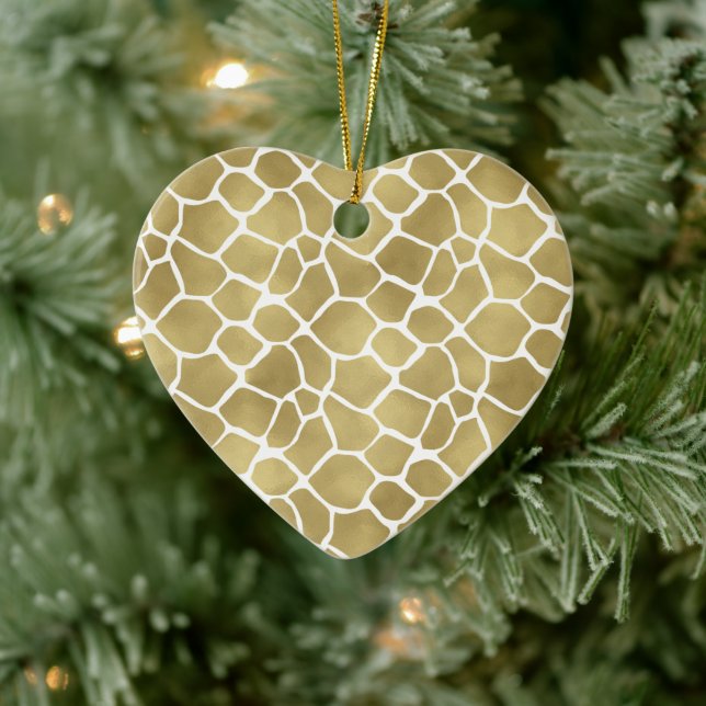 Gold Giraffe Print Ceramic Ornament (Tree)