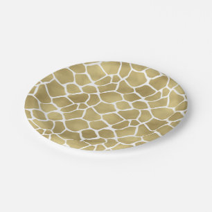 Gold Giraffe Print Paper Plate