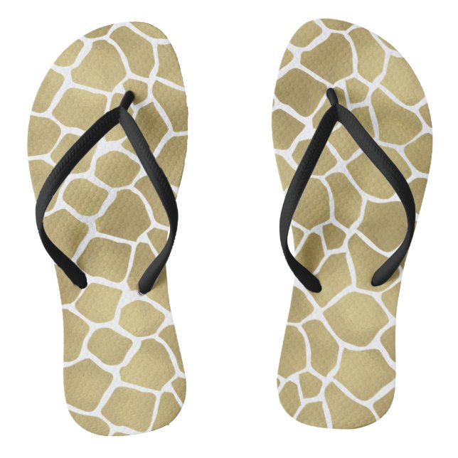 Gold Giraffe Print Thongs (Footbed)