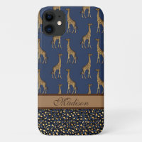 Gold Giraffe Stylish Navy Blue Stylish Script