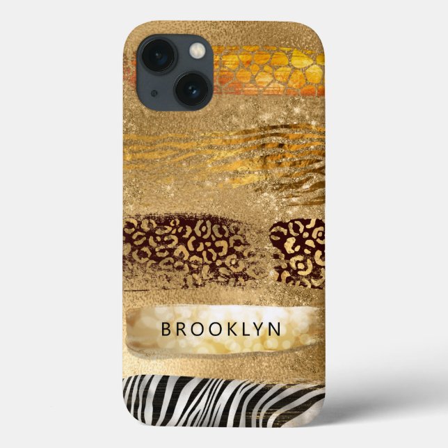 Gold Girly Leopard Zebra Giraffe Cheetah Print Case-Mate iPhone Case (Back)